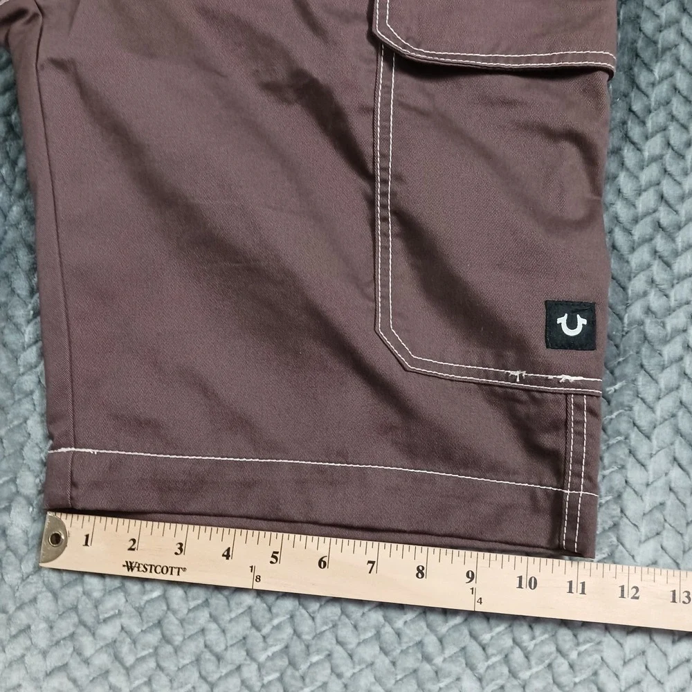 True Religion Shorts Men's 36 Brown Polyester Cargo Workwear Utility Summer